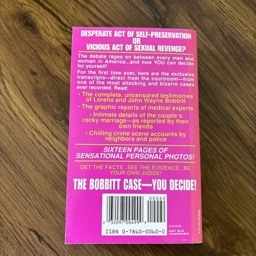 The Bobbit Case You Decide, Peter Kane, 1994 True Crime Paperback - Picture 3 of 8