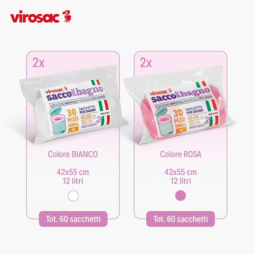 Sacco Bagno 42X55, 30 Sacchetti per Rotolo, Kit Da 4 Rotoli, 2 Rotoli Rosa + 2 R - Foto 2 di 12