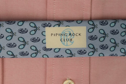 Piping Rock Club x Vineyard Vines Blue Silk Tie w/ X'd Tennis Racquet Print - Picture 3 of 5