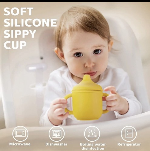 Silicone Sippy Cup Training Cup for Baby 6 months,Soft Baby Cup with Straw Spill - Picture 4 of 5