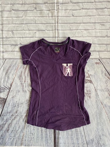 Icebreaker GT Women Merino blend short sleeve Shirt V neck Purple SZ XS Read