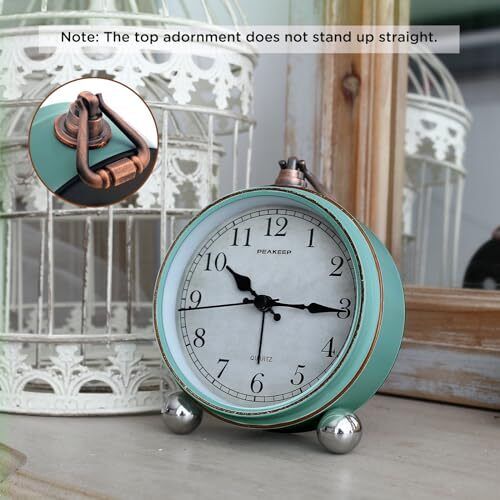 4" Small Battery Operated Antique Retro Analog Alarm Clock for Room Decor Sil... - Picture 2 of 7