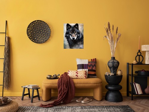 11x14 Black Wolf Canvas Print Wall Art - Picture 3 of 8