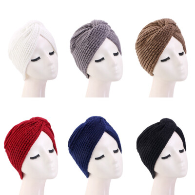Arab Women Hijab Hats Knot Twist Head Cover Caps Islamic Cancer Chemo Beanie Cap
