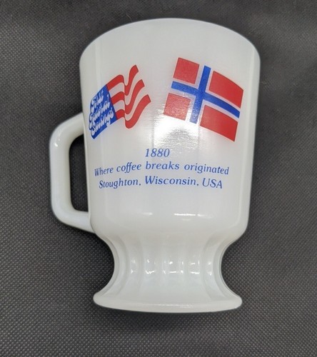 Vintage Stoughton Wis USA First Federal Anchor Hocking Fire King Milk Glass Mug - Picture 8 of 9