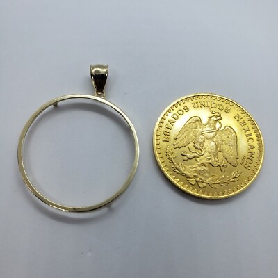 14k Gold Bezel 38.2 mm Pendant w/out 14k Yellow Gold Eagle Mexico 50 Peso Coin