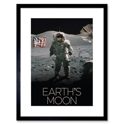 NASA Our Solar System Moon Surface Apollo 17 Astronaut Framed Wall Art 9X7 In