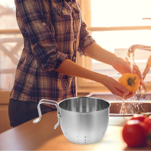Fruit Washing Basket Stainless Steel Drain Basket Bowl Metal Pasta Strainer - Picture 9 of 10