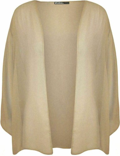 Women Open Kimono Plain 3/4 Sleeve Ladies Cardigan Top Plus Size 14-26 - Picture 10 of 10