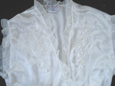 Linea Donatella Juliet Chiffon White Beaded Short Robe Size Medium NEW