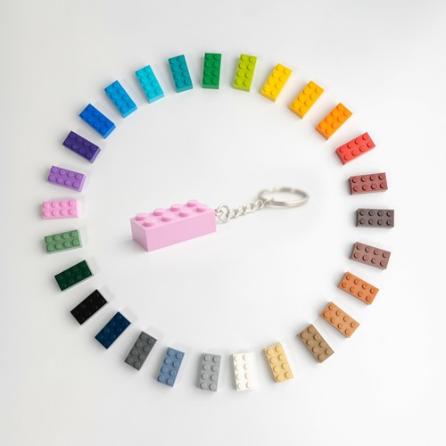 CHOOSE PICK COLOUR KEYRING/KEYCHAIN FOR KEY HANGER MADE OF LEGO® 2X4 BRICKS - Picture 2 of 39