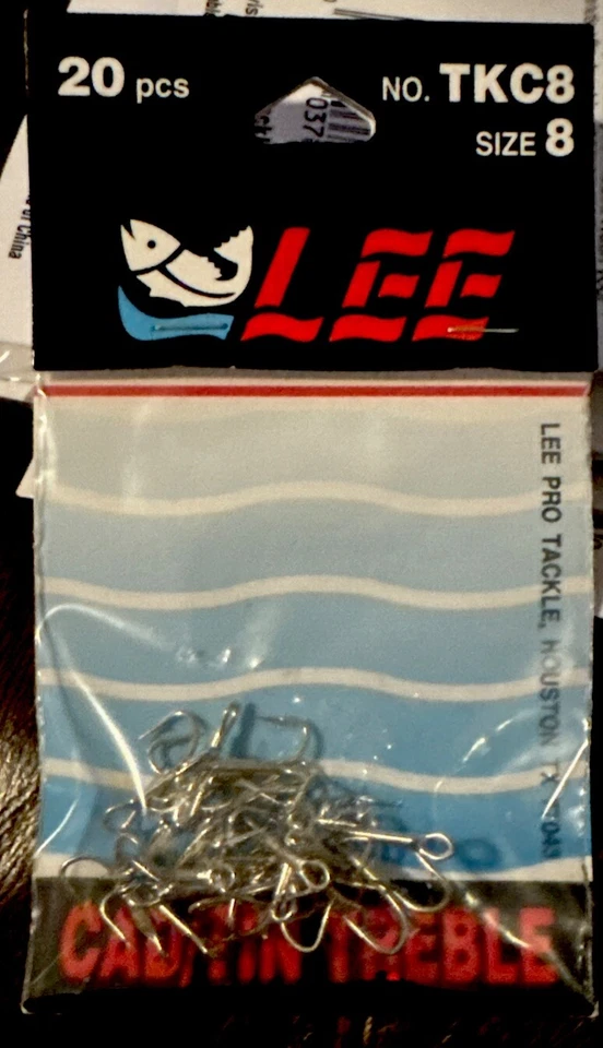 20 Pack~Lee Pro Tackle~TKC8 Cad/Tin Treble Hook Size: 8   NEW! - Image 2 of 4