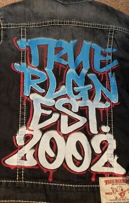 NWT RARE True Religion Men's Denim Graffiti Trucker Jacket NWT RARE True Religion Men's Denim Graffiti Trucker Jacket