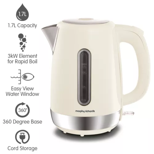 Morphy Richards Equip Jug Kettle, Cream, 1.7L, 3KW, 102784