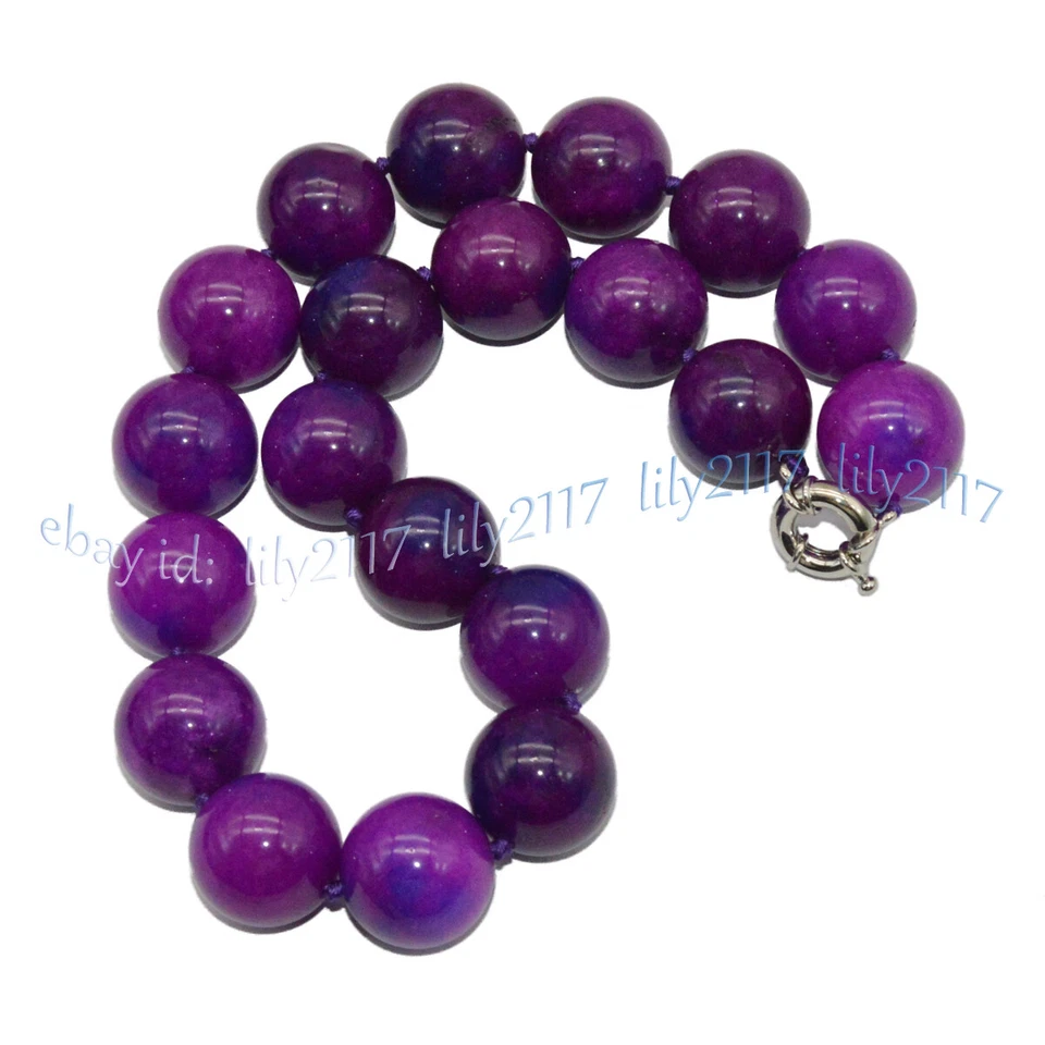 Enorme collar de cuentas redondas de piedras preciosas de azugilita púrpura natural de 20 mm 16-30"" Foto 4 de 4