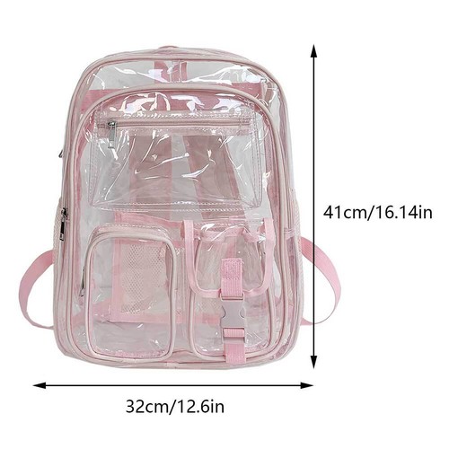 Mochila transparente transparente bolsa de libros resistente de gran capacidad para viajes al aire libre - Imagen 3 de 9