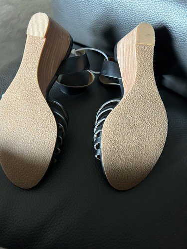 Sandales compensées à lanières SUSINA femme pointure 7 NOIR NEUVES chaussures à lanières en cuir - Photo 5/5