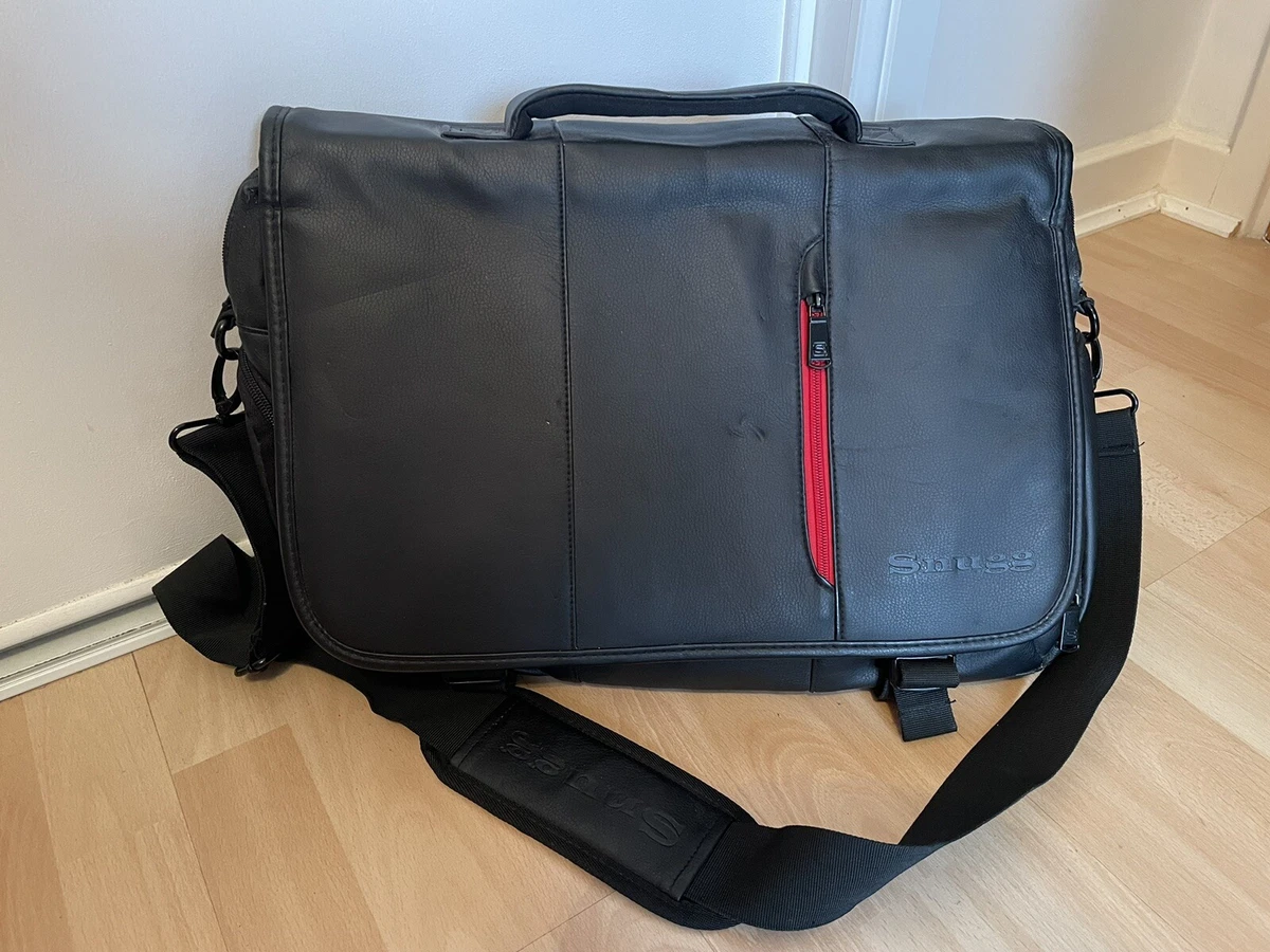 SNUGG Leather Laptop Messenger Bag Black Red eBay