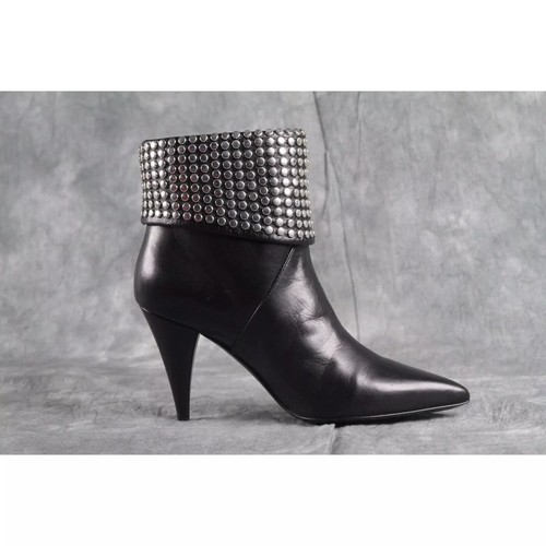 Saint Laurent Paris STILETTO STUDDED BLACK LEATHER ANKLE BOOTS EU 35 NEW 0268 - Picture 5 of 13