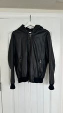Givenchy black leather hooded bomber jacket men