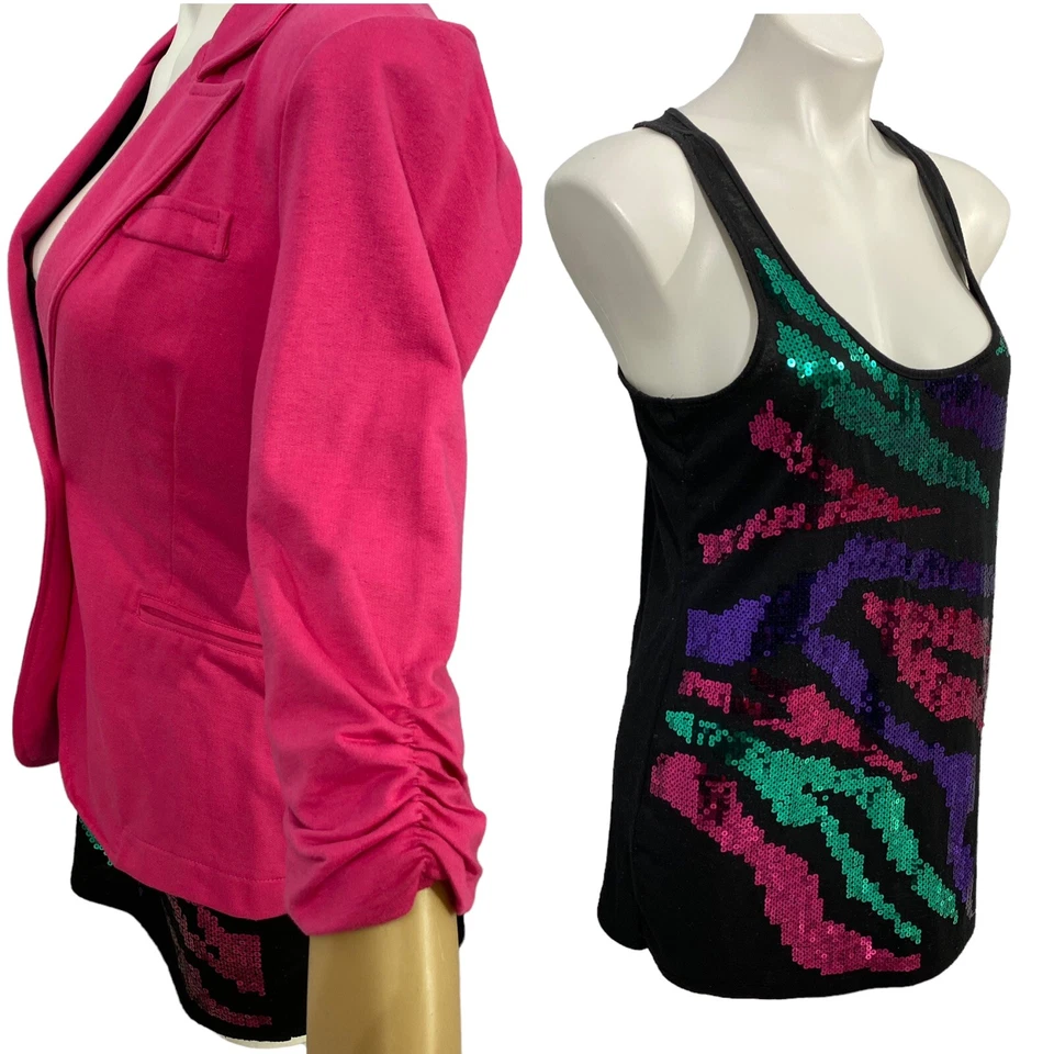 Lote Blazer Camiseta sin Mangas Lentejuelas No Boundaries Mujer XL 15 - 17 Rosa Trabajo Officecore Foto 3 de 4