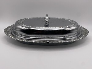 Vtg 1960s Original Danny Wilson Chrome Plated Butter Dish With Glass Insert