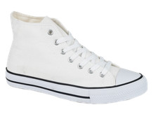 Canvas high top trainer ladies casual lace up fashion trainer black white 3-8