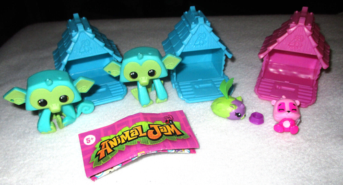 Figuras de mono de la suerte Jazwares ANIMAL JAM, 3 mini casas misteriosas para mascotas y juguetes - Imagen 3 de 6