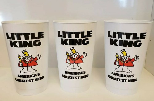 LOTE DE 3 tazas promocionales de plástico Little King 32 oz de colección años 90 - Imagen 1 de 3
