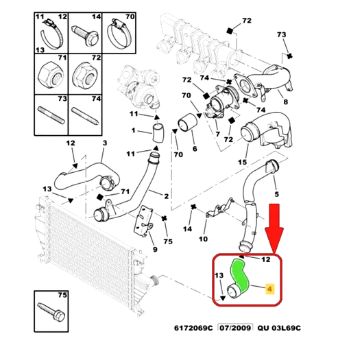 Tubo Turbo Tubo Intercooler per CITROEN JUMPY 2.0 HDI 94CV / 109CV 0382Y1 - Foto 3 di 3