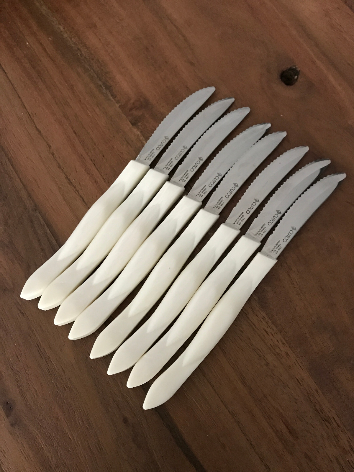 Cutco 1759 White Pearl Table Steak Knives Set of 8 with Knife Block USA