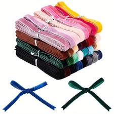 1Set 60 Yards/54.86m Single Face Velvet Ribbon 10mm Wide 30 Colors Satin Ribbon