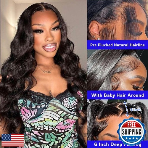 LARVOB 13x6 HD Lace Frontal Wigs Human Hair 200 Density Body Wave Lace Front - Picture 2 of 5