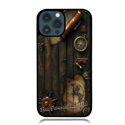 Personalised Text For Apple iPhone Back Case Phone Series Compass Treasure Chest