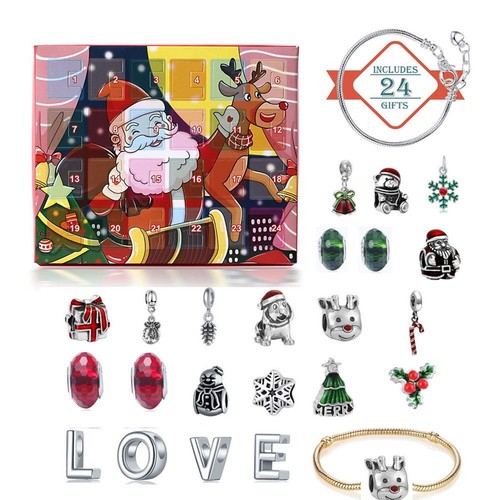 Alloy Bracelet Pendant Christmas Blind Box Wristbands Beaded 24 Days Countdown - Picture 10 of 10
