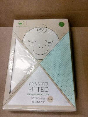 NIB Your Eco Family Fitted Crib Toddler Sheet Organic Cotton Beige YourEcoFamily