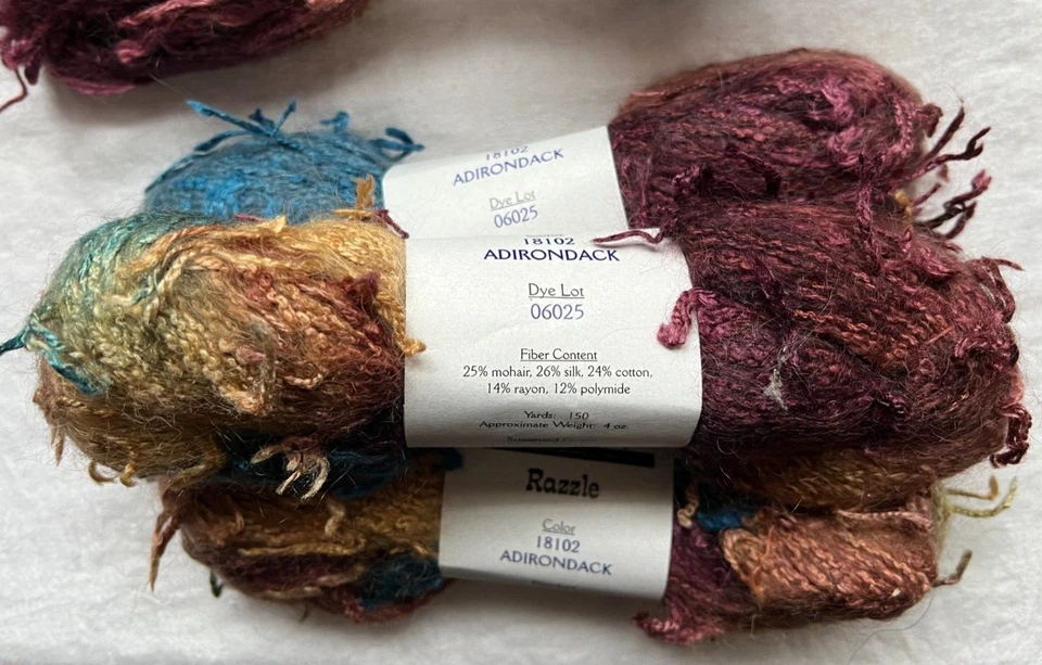 RARE! Fiesta RAZZLE 6 Skeins Color: "Adirondack" Mohair Silk Cotton 2 dyelots - Image 3 of 4