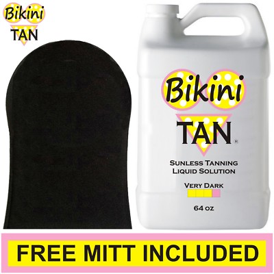 BIKINI TAN - VERY DARK  64 oz - Spray Tanning Solution Liquid Mist + Tanner Mitt