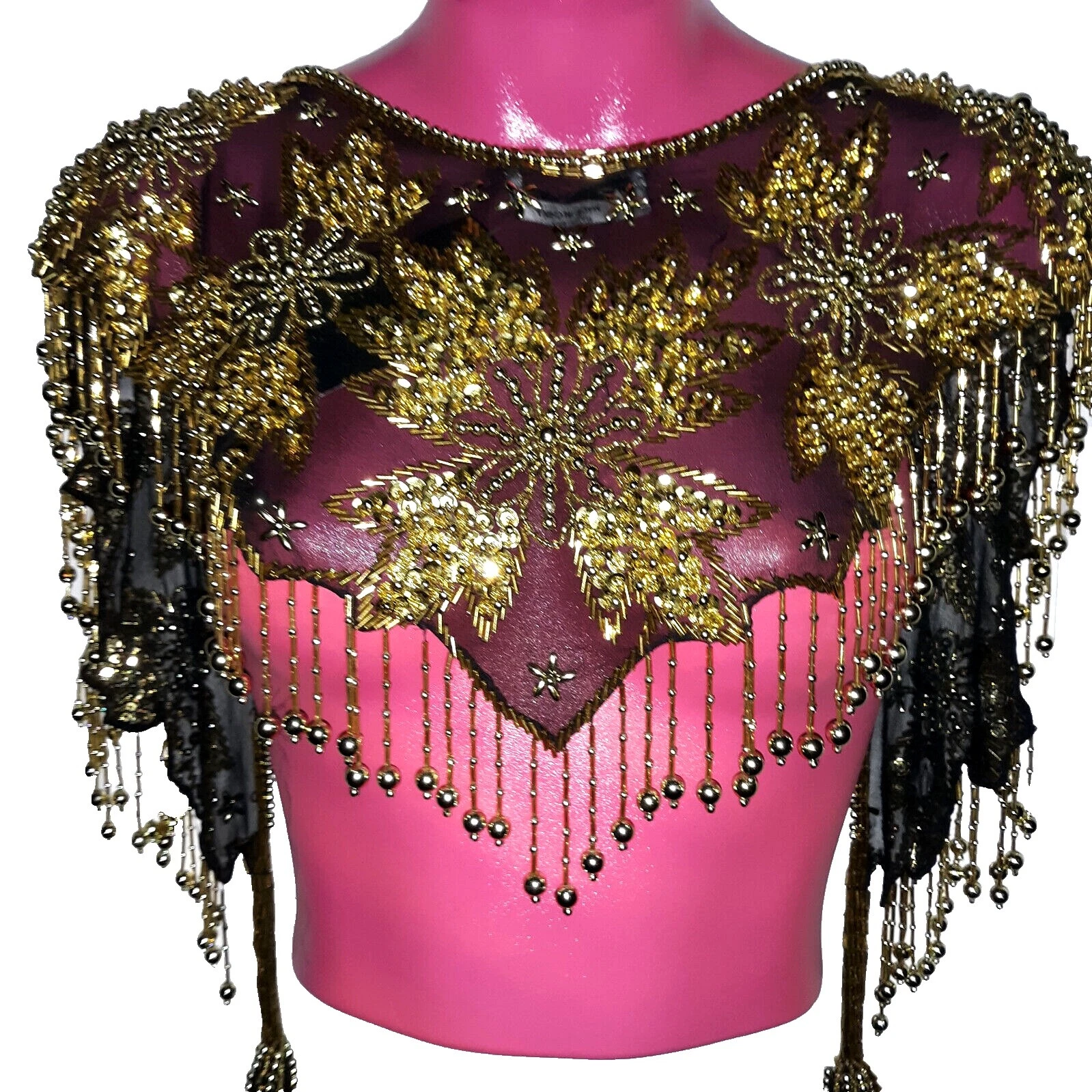 Bufandas y estolas Negro con cuentas de seda para Mujer