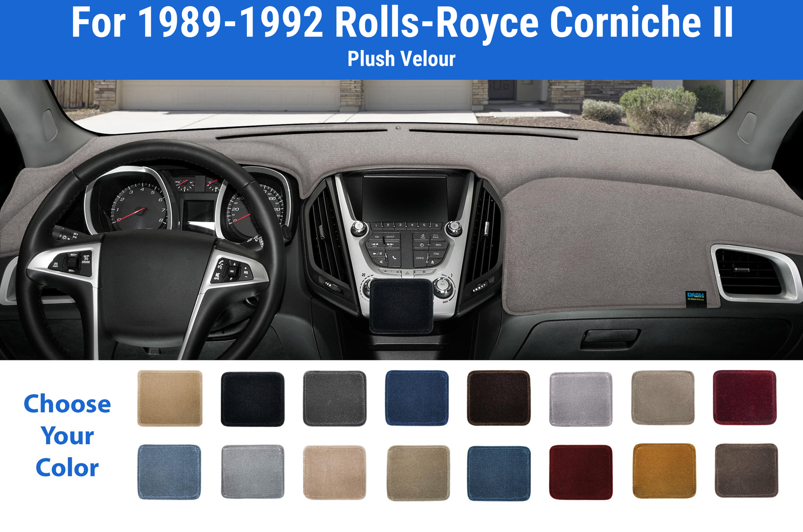 Dashboard Dash Mat Cover for 1989-1992 Rolls-Royce Corniche II (Plush Velour)