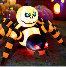 8ft Spider Carrying Pumpkin Halloween Inflatable New In Box Joydecor.