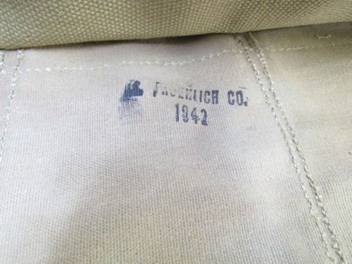 US WW2 M1937 Browning Ammunition Belt Khaki Six Pocket Froehlich Co 1942 Damaged - Picture 16 of 24