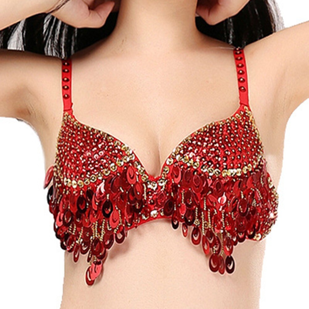 Sequin Beaded Bra Top Belly Dance Nightclub DJ Disco