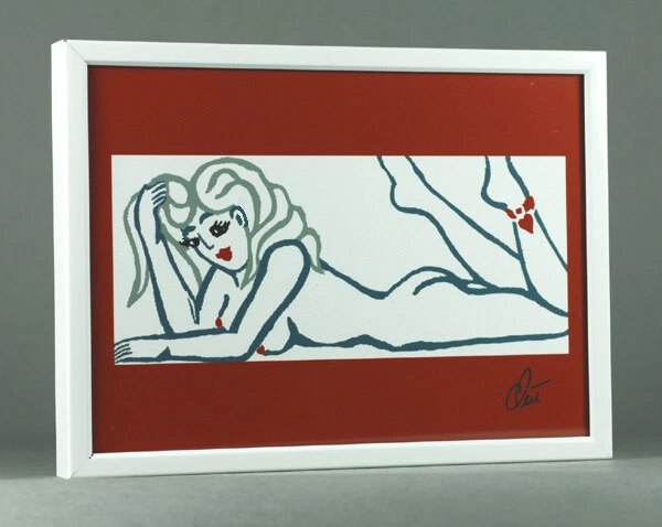 JACQUELINE DITT - Pin Up Girl stripped ltd.sign.Druck Grafik ger.13x18 cm Erotik - Bild 2 von 3