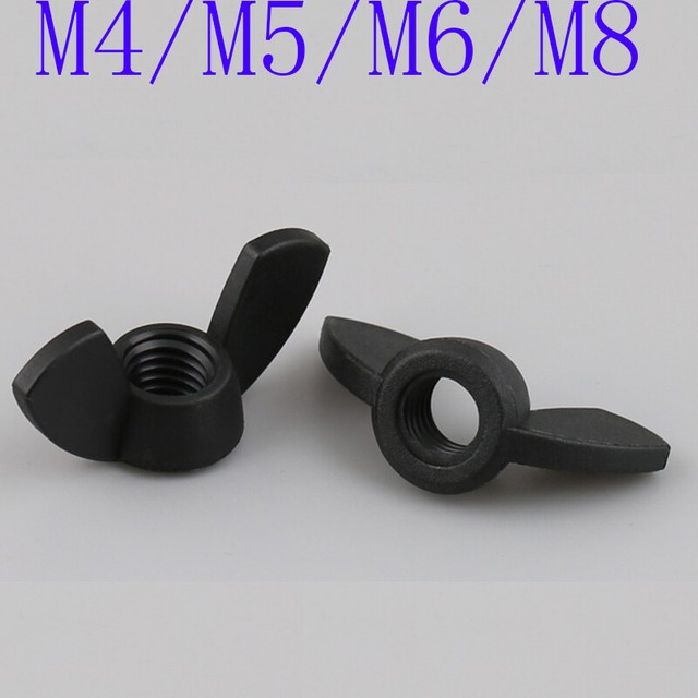 M4 M5 M6 M8 4mm 5mm Black Plastic Nylon Castellated Thumb Wings NUT