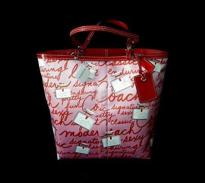 Travel様 NWT COACH LTD ED RED FRAGRANCE PERFUME PRINT TOTE BAG PURSE