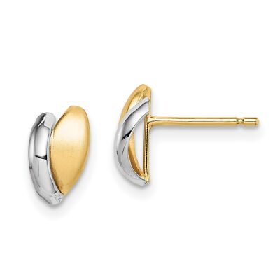 14 Karat bicolor Gold Kinder Satin Blatt Ohrstecker