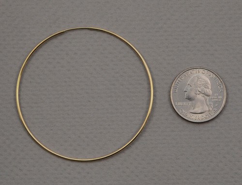 14k Yellow Gold Endless Hoop Earrings (1.25mm), All Sizes - Picture 20 of 24