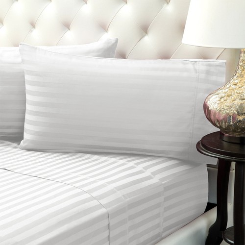 1500TC Striped Egyptian Cotton Sateen Sheet Set or Doona Quilt Cover - All Size - Picture 3 of 11