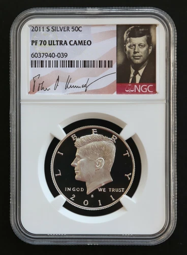 2011 S KENNEDY SILVER PROOF 50c NGC PF70, Signature/Portrait Label, Free Ship